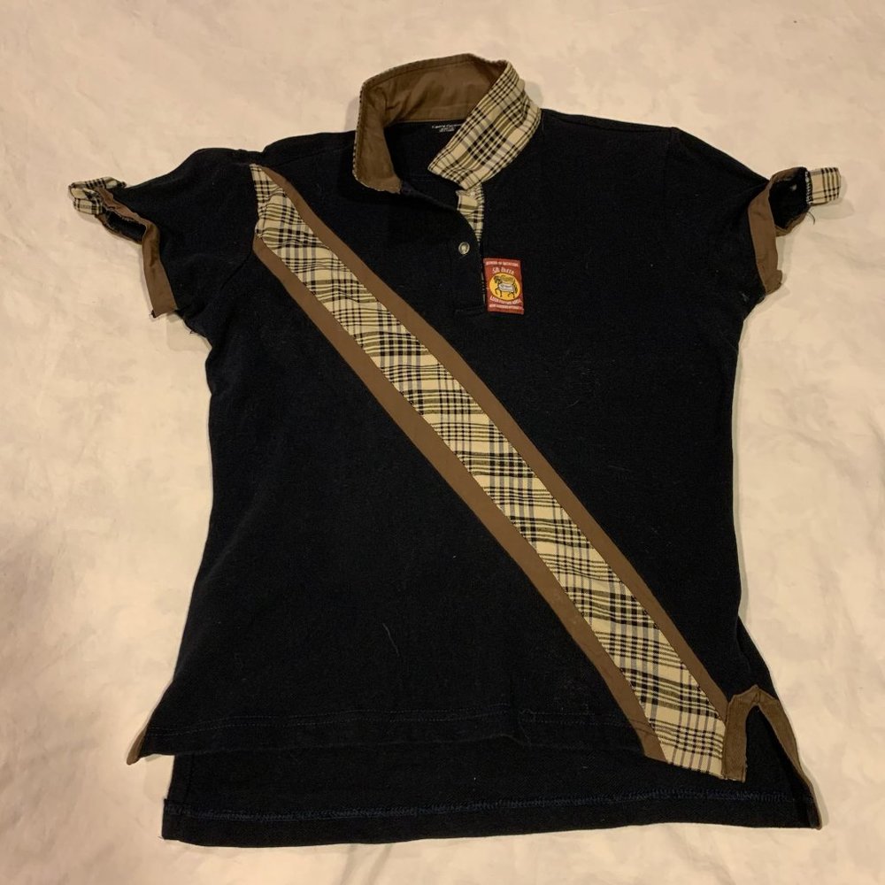 equine couture black baker 5/A print polo - woman's size small